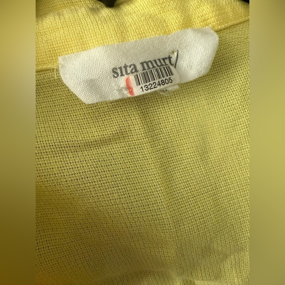 Sita Murt Yellow Linen Blend Button Front Drawstring Waist Midi Shirt Dress 36/4 - Picture 4 of 6
